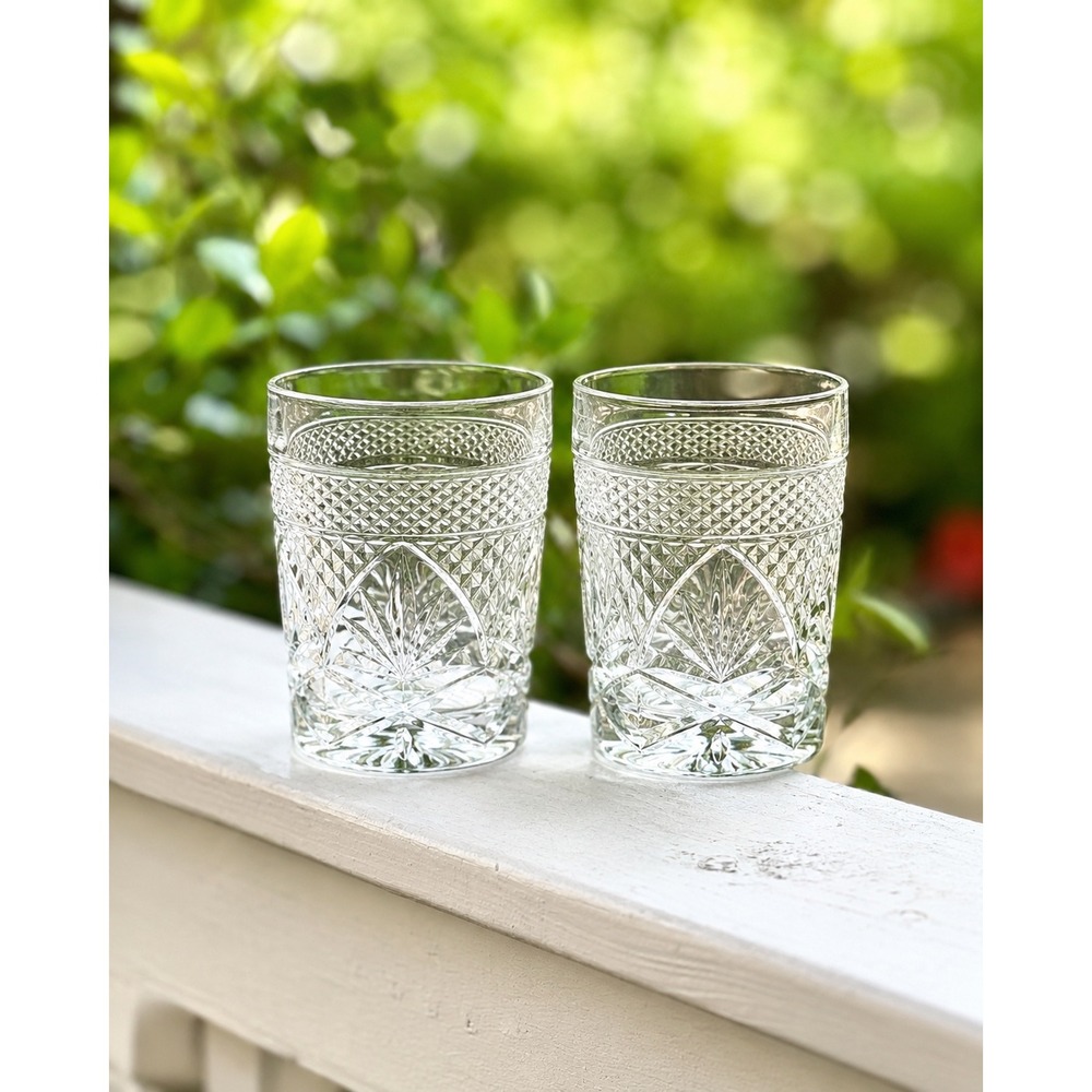 Pair of Cristal D'Arques-Durand Antique whiskey Glass‎ Diamond Cut